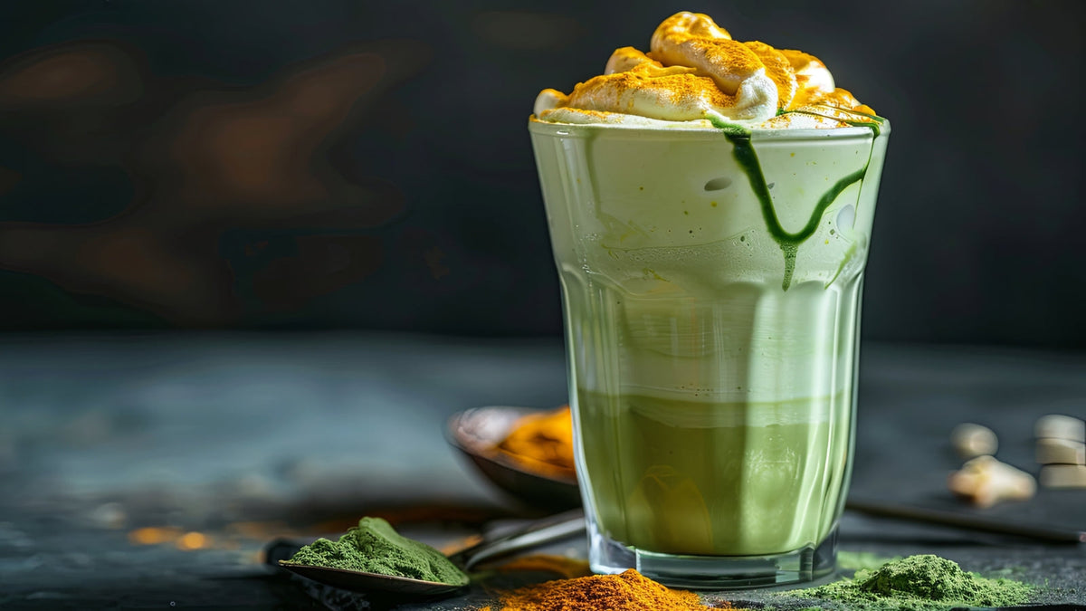 Iced Turmeric Matcha Latte