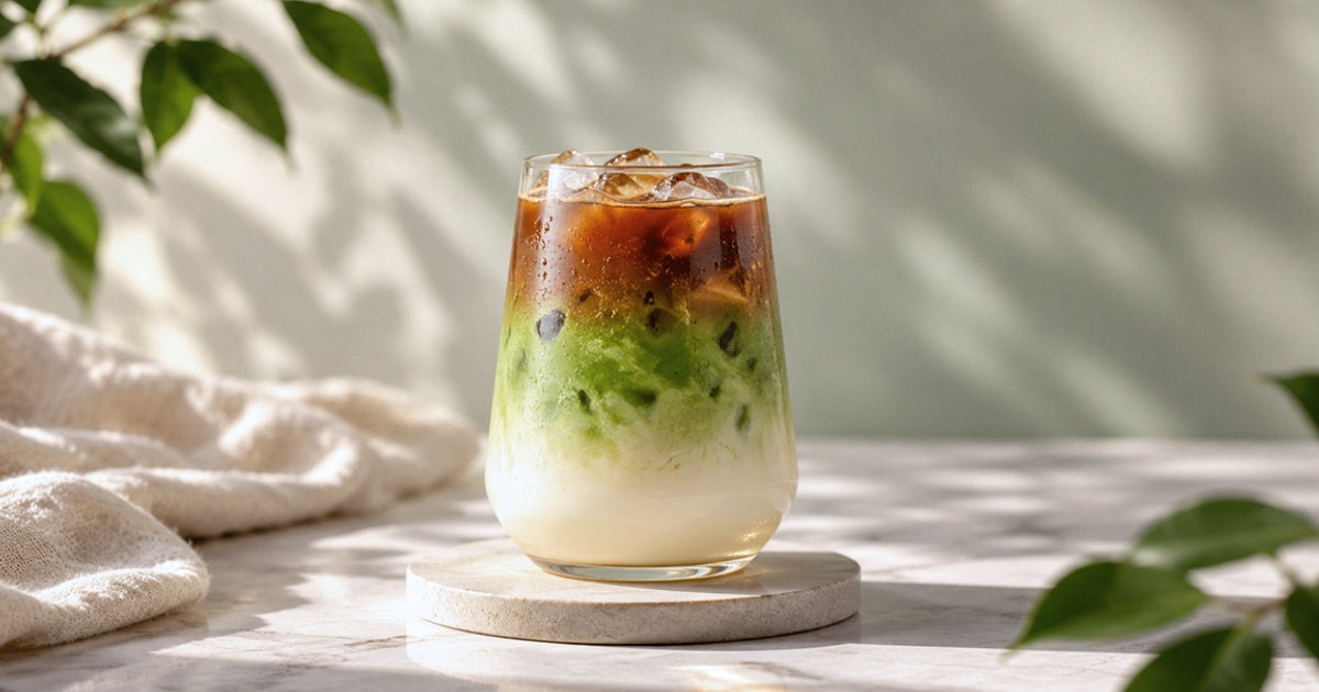 Hojicha-Matcha Duo Latte