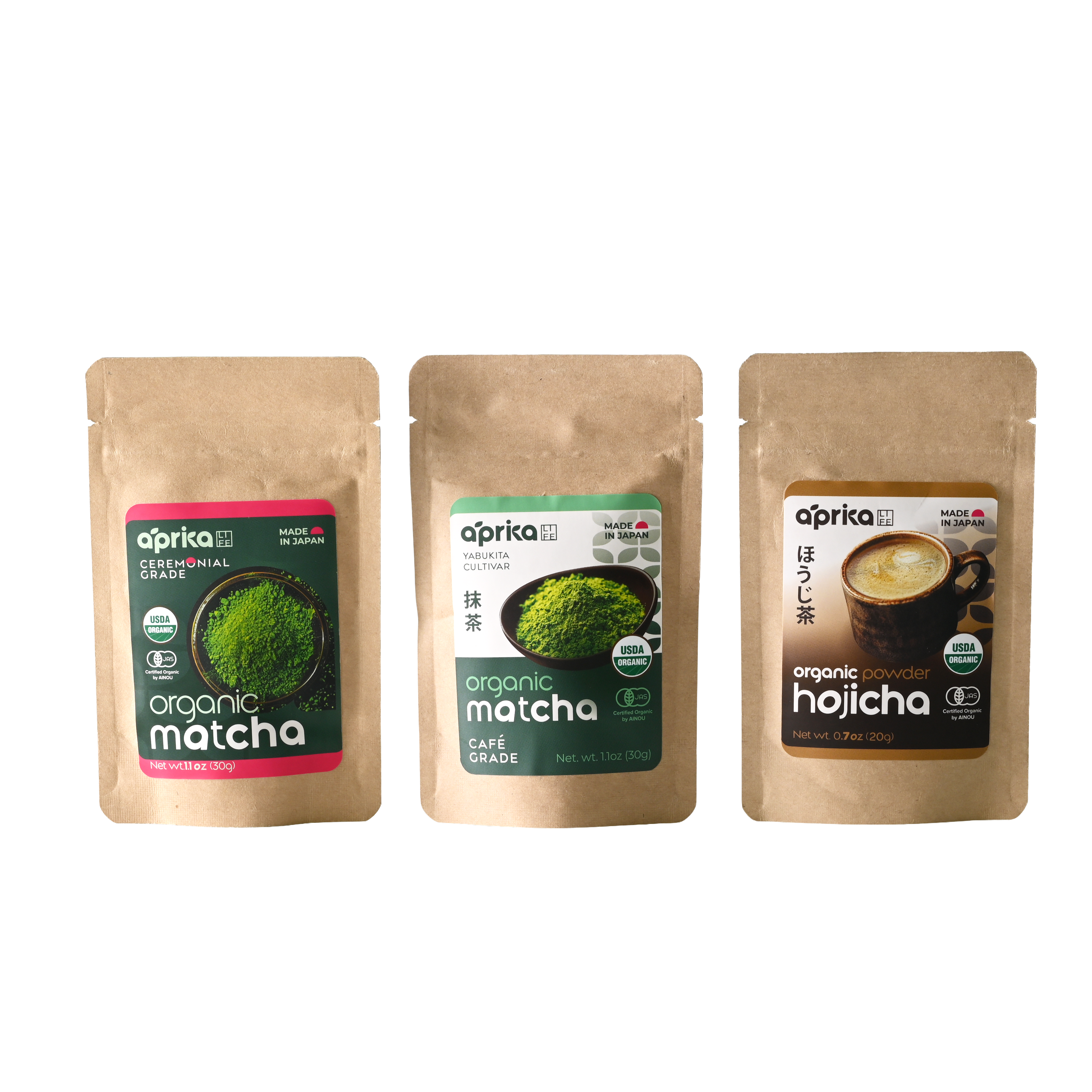 Matcha and hojicha sample
