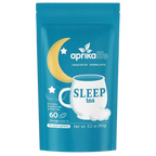 The Herbal Sleep Tea, 60 Bags, comes in a blue package featuring a moon, stars, and steaming cup design; this caffeine-free herbal tea is ideal for relaxation.