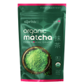 Organic Japanese Ceremonial Grade Matcha Green Tea Powder comes in a green resealable pouch with a bowl of matcha depicted on the front.