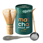 Dive into the ultimate matcha experience with the meticulously crafted Matcha Bamboo Whisk Set, featuring a premium bamboo whisk, elegant green container, scoop, and precise measuring spoon.