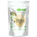 A silver pouch of "Focus & Concentration Herbal Tea, 60 Bags" with green accents emphasizes clarity and product benefits.
