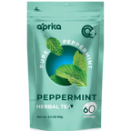 The 100% Pure Peppermint Herbal Tea, caffeine-free with lush green leaf packaging, includes 60 bags totaling 3.2 oz and the text "Pure Peppermint," offering delightful health benefits in every sip.